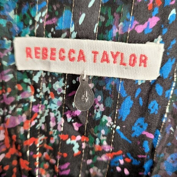 Rebecca Taylor Multicolor Metallic Ruffle Silk Boho Tank Top - Picture 8 of 11